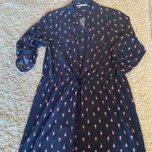 Maurices Black Aztec Print Button Shirt Dress